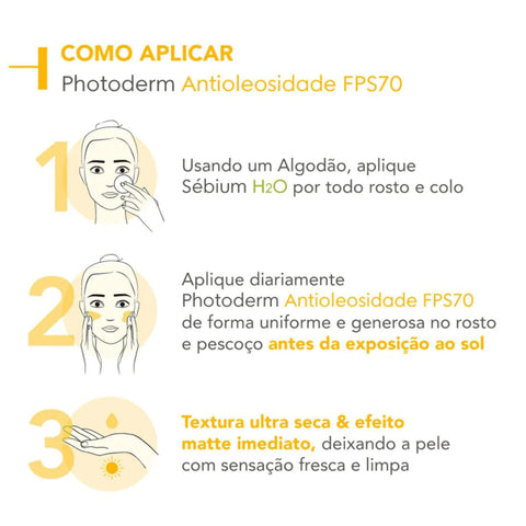 Protetor Solar Facial Bioderma Photoderm Antioleosidade Sem Cor - FPS 70 - 40 g