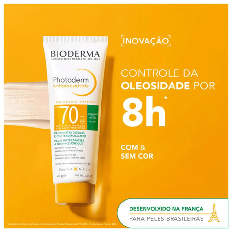 Protetor Solar Facial Bioderma Photoderm Antioleosidade Muito Claro - FPS 70 - 40 g