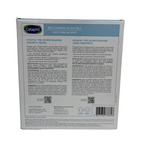 Kit Cetaphil Rotina PRO AD Restoraderm Loção Hidratante + Sabonete Líquido Pele Seca e Sensível - 295 mL + 295 mL