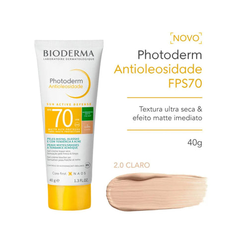 Protetor Solar Facial Bioderma Photoderm Antioleosidade Claro - FPS 70 - 40 g