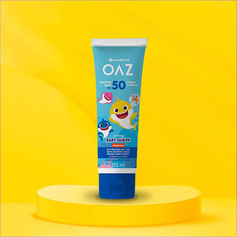 Protetor Solar Oaz Baby Shark Corpo & Rosto Para Crianças FPS 50 - 125 mL