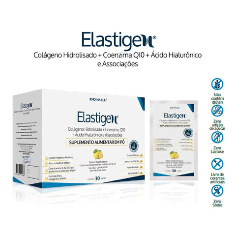 Elastigen 30 Unidades - Sachê - Sabor Limão Siciliano