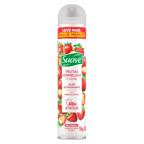 Desodorante Antitranspirante Feminino Suave Frutas Vermelhas e Lichia, Aerossol Com 200Ml