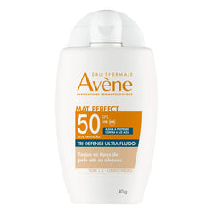 Protetor Solar Facial Avène Mat Perfect Tri-Defense Ultra Fluido Tom 1.5 Claro/Médio - FPS 50 - 40 g