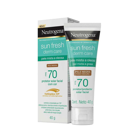Protetor Solar Facial Neutrogena Sun Fresh Derm Care Pele Negra - Mista a Oleosa - FPS 70 - 40 g