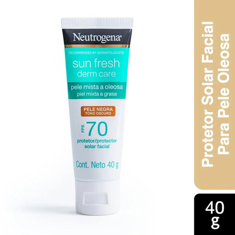 Protetor Solar Facial Neutrogena Sun Fresh Derm Care Pele Negra - Mista a Oleosa - FPS 70 - 40 g