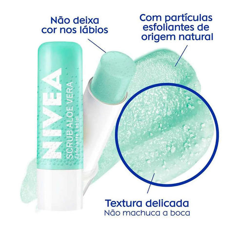 Nivea Balsamo Esfoliante Labial Aloe Vera 4.8G