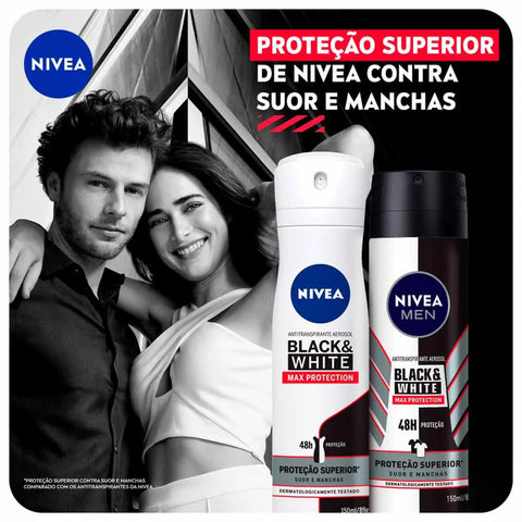 Desodorante Antitranspirante Feminino Nivea Black & White Máxima Proteção Aerossol, 1 Unidade Com 150 Ml