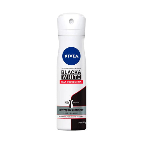 Desodorante Antitranspirante Feminino Nivea Black & White Máxima Proteção Aerossol, 1 Unidade Com 150 Ml