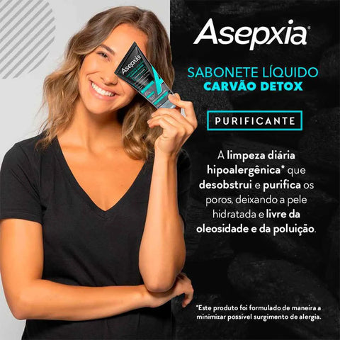 Sabonete Asepxia Carvão Detox Purificante Líquido Com 150Ml