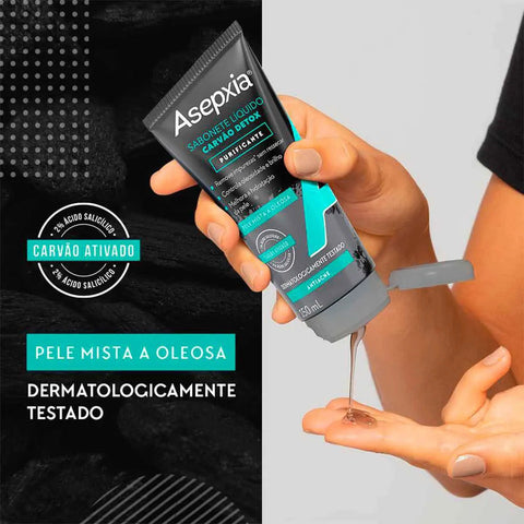 Sabonete Asepxia Carvão Detox Purificante Líquido Com 150Ml