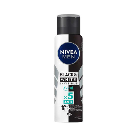 Desodorante Antitranspirante Masculino Nivea Men Invisible For Black & White Fresh Aerossol, 1 Unidade Com 150Ml