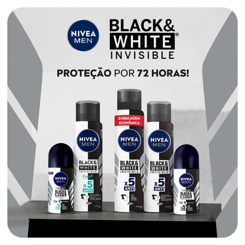 Desodorante Antitranspirante Masculino Nivea Men Invisible For Black & White Fresh Aerossol, 1 Unidade Com 150Ml