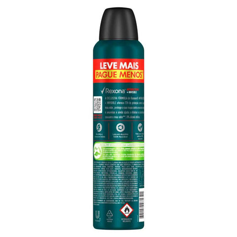 Desodorante Masculino Rexona Antibacterial Invisible, Aerossol, 1 Unidade Com 250Ml, Leve Mais Por Menos