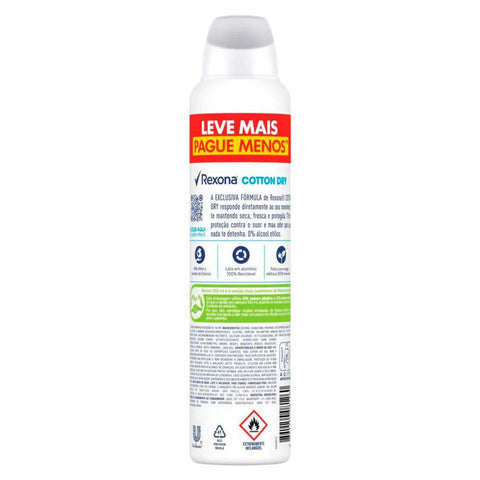 Desodorante Antitranspirante Feminino Rexona Motionsense Cotton Dry, Aerossol, 1 Unidade Com 250Ml