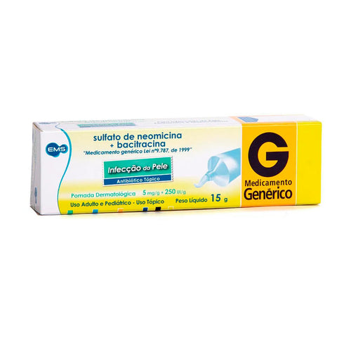 Sulfato de Neomicina + Bacitracina Zíncica (EMS) 5mg + 250UI/g - 15 g - Pomada