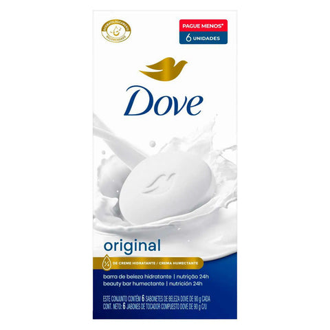 Sabonete Dove Original Barra, 6 Unidades Com 90G Cada