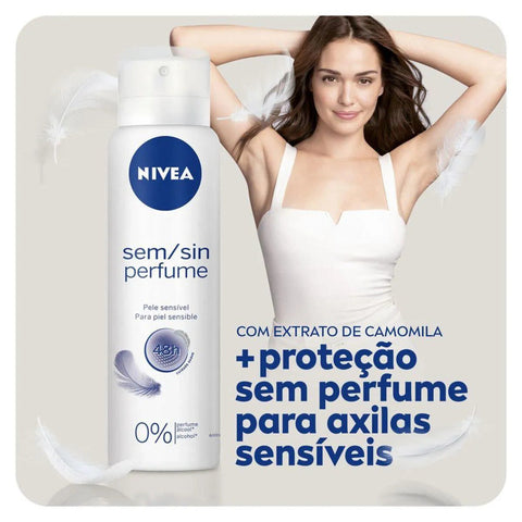 Desodorante Antitranspirante Nivea Pele Sensível Sem Perfume, Aerossol, 1 Unidade Com 150Ml