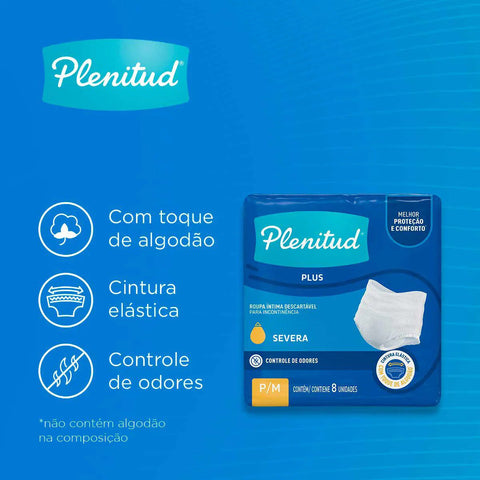 Roupa Íntima Plenitude Active Plus - Tamanho G / XG - 4 x 8 Unidades