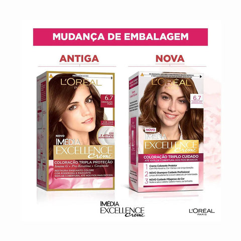 Tintura L'Oréal Imédia Excellence Creme Nº 6.7 Chocolate Puro