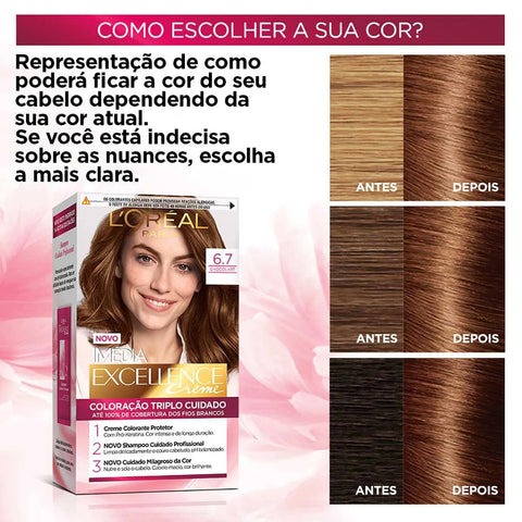 Tintura L'Oréal Imédia Excellence Creme Nº 6.7 Chocolate Puro