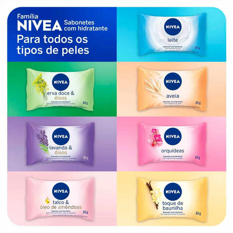 Sabonete Hidratante Nivea Erva-Doce e Óleos, Barra, 1 Unidade Com 85G