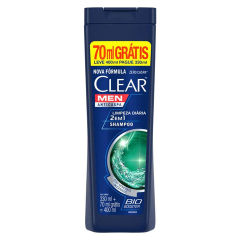 Shampoo Anticaspa Clear Men Limpeza Diária 2 Em 1 - Leve 400Ml Pague 300Ml