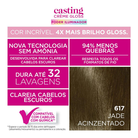 Tonalizante L'Oréal Casting Creme Gloss Nº 617 Jade Acinzentado