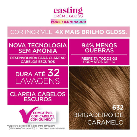 Tonalizante L'Oréal Casting Creme Gloss Nº 632 Brigadeiro Caramelo