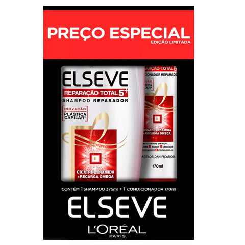 Kit Elseve Reparação Total 5+ Shampoo Com 375Ml + Condicionador Com 170Ml