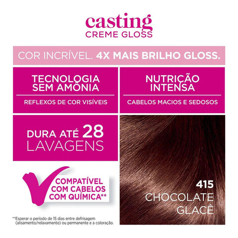 Tonalizante L'Oréal Casting Creme Gloss Nº 415 Chocolate Glacê