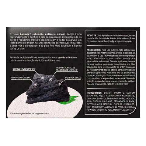 Sabonete Asepxia Detox Pele Mista A Oleosa Barra Com 80G