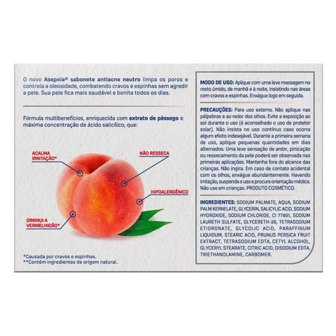Sabonete Facial Asepxia Neutro Barra Com 80G