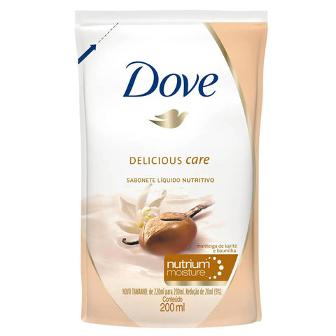 Sabonete Dove Delicious Care Karité e Baunilha, Refil, Líquido, 1 Unidade Com 200Ml