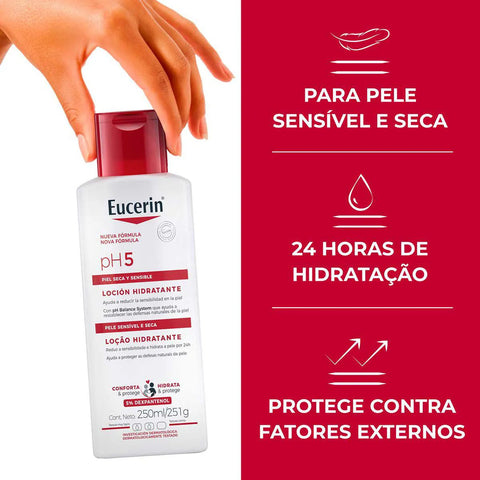 Loção Hidratante Para Pele Sensivel e Seca Eucerin Ph5 - 250Ml