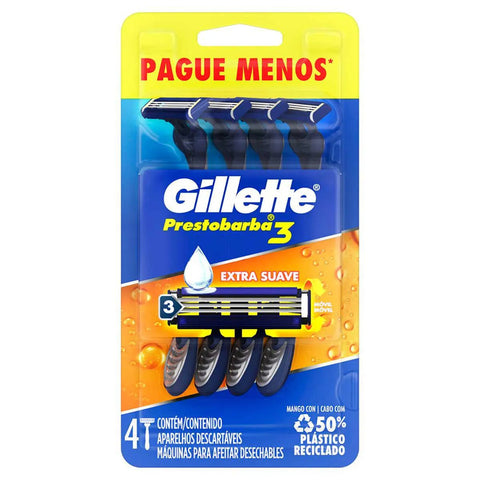 Gillette Prestobarba 3 Tradicional - 4 Unidades