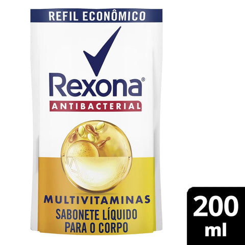 Sabonete Corporal Rexona Antibacterial Multivitaminas, Líquido, Refil, 1 Unidade Com 200Ml