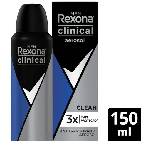 Desodorante Masculino Rexona Men Clinical Clean, Aerossol, 1 Unidade Com 150Ml