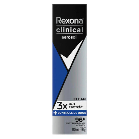Desodorante Masculino Rexona Men Clinical Clean, Aerossol, 1 Unidade Com 150Ml