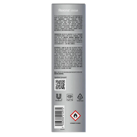 Desodorante Masculino Rexona Men Clinical Clean, Aerossol, 1 Unidade Com 150Ml
