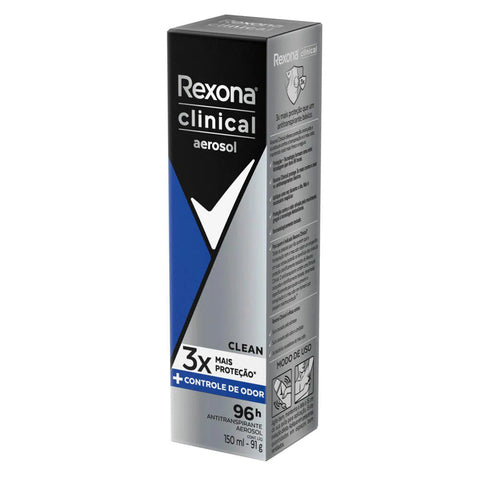 Desodorante Masculino Rexona Men Clinical Clean, Aerossol, 1 Unidade Com 150Ml