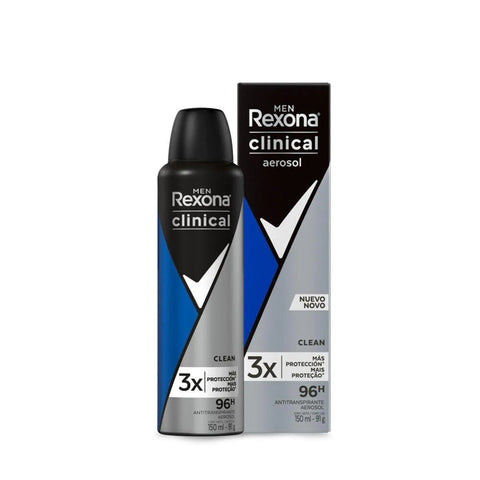 Desodorante Masculino Rexona Men Clinical Clean, Aerossol, 1 Unidade Com 150Ml