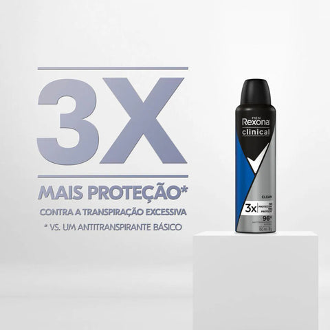 Desodorante Masculino Rexona Men Clinical Clean, Aerossol, 1 Unidade Com 150Ml