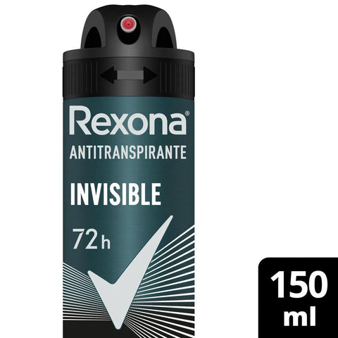 Desodorante Antitranspirante Masculino Rexona Men Invisible, Aerossol, 1 Unidade Com 150Ml