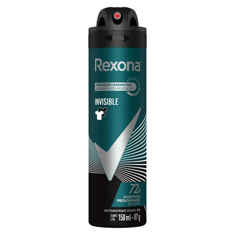 Desodorante Antitranspirante Masculino Rexona Men Invisible, Aerossol, 1 Unidade Com 150Ml