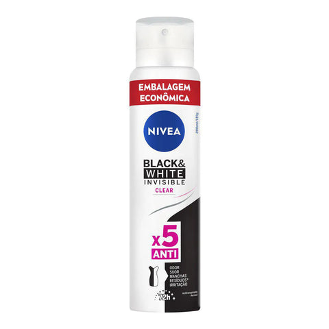 Desodorante Antitranspirante Feminino Nivea Invisible For Black & White Clear, Aerossol, 1 Unidade Com 200Ml