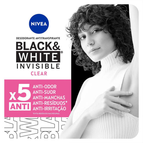 Desodorante Antitranspirante Feminino Nivea Invisible For Black & White Clear, Aerossol, 1 Unidade Com 200Ml