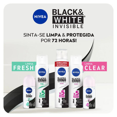 Desodorante Antitranspirante Feminino Nivea Invisible For Black & White Clear, Aerossol, 1 Unidade Com 200Ml