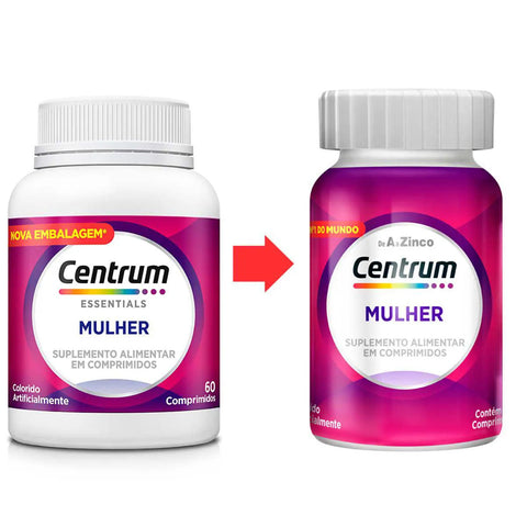 Polivitamínico Centrum Essentials Mulher de A-Zinco 60 Unidades - Comprimido