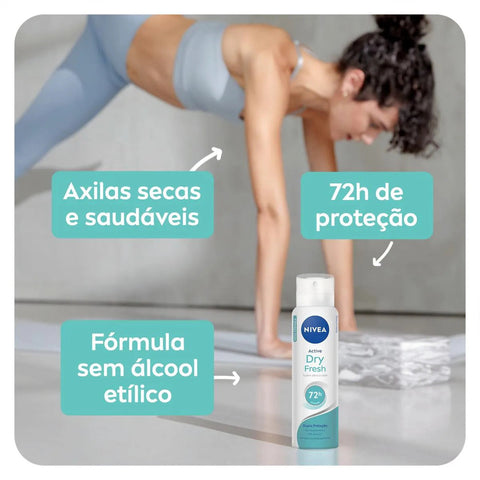 Desodorante Antitranspirante Feminino Nivea Active Dry Fresh Aerossol Com 150Ml